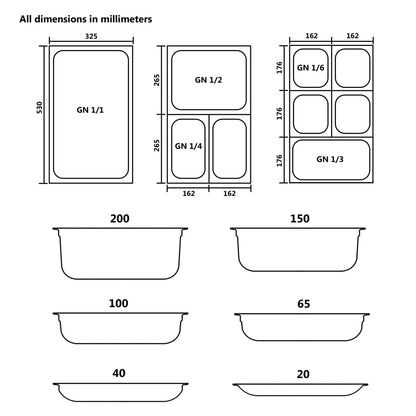 Gastronorm Containers 8 pcs GN 1/6 150 mm Stainless Steel