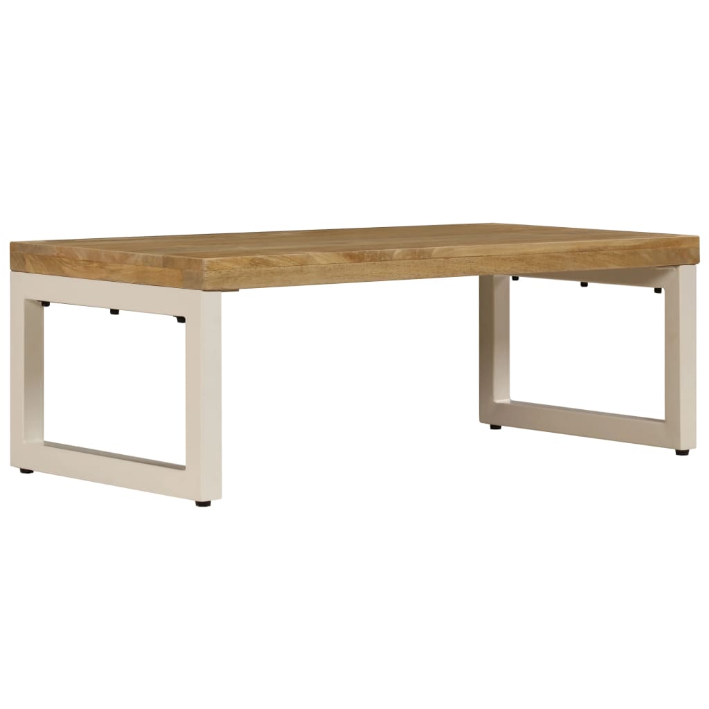 Coffee Table | Natural wood and white steel | Solid mango wood and steel