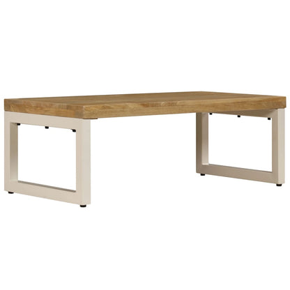 Coffee Table | Natural wood and white steel | Solid mango wood and steel