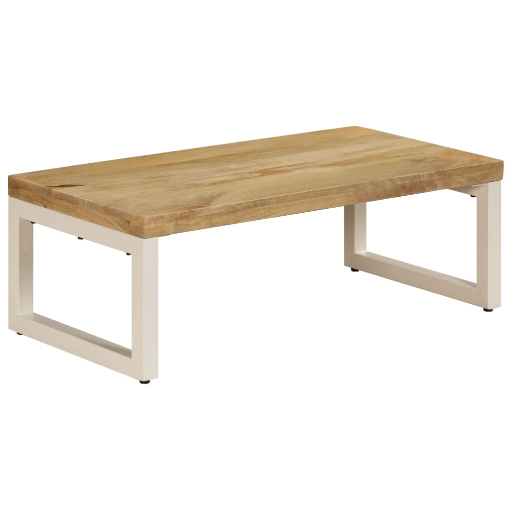 Coffee Table | Natural wood and white steel | Solid mango wood and steel