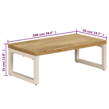 Coffee Table | Natural wood and white steel | Solid mango wood and steel