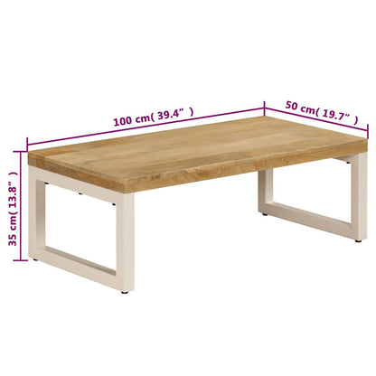 Coffee Table 100x50x35 cm Solid Mango Wood and Steel