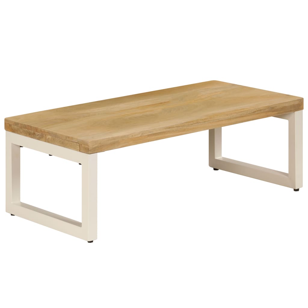 Coffee Table | Natural wood and white steel | Solid mango wood and steel