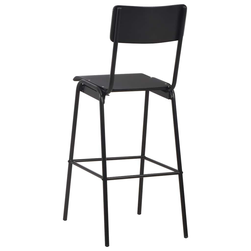 Bar Chairs 2 pcs Black Solid Plywood Steel