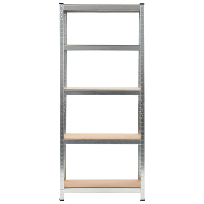 Storage Shelves 3 pcs Silver 75x30x172 cm Steel and MDF