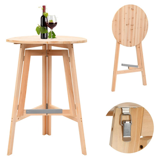 Bar Table | Natural wood | Fir Wood | 78cm wide and 109cm high | Foldable