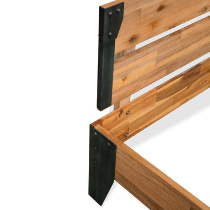 Bed Frame without Mattress Solid Acacia Wood Steel 152x203 cm