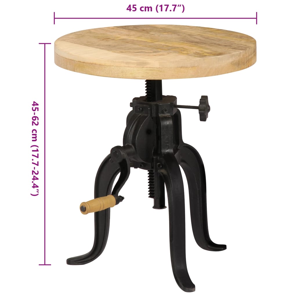 Side Table 45x (45-62) cm Solid Mango Wood and Cast Iron