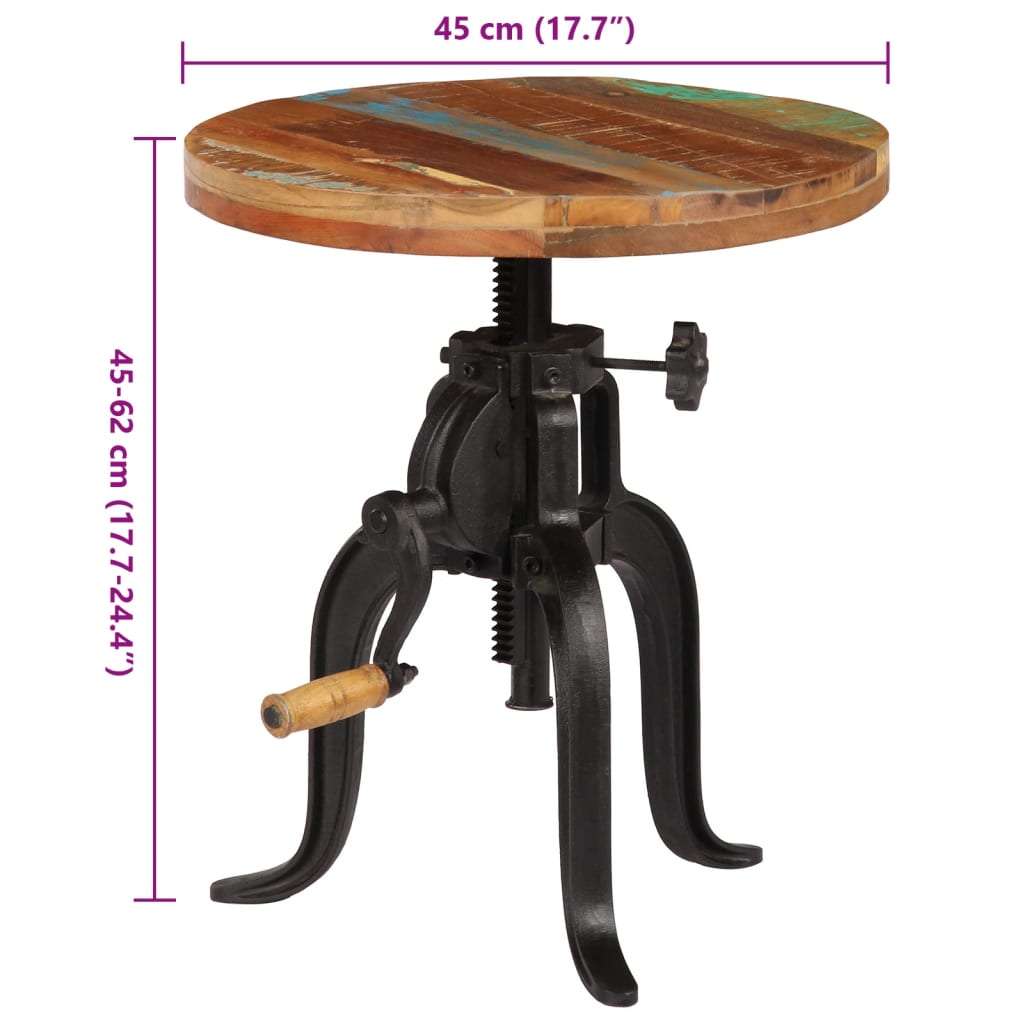 Side Table 45x (45-62) cm Solid Reclaimed Wood and Cast Iron