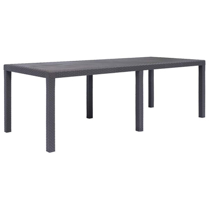 Garden Table Brown 220x90x72 cm Plastic Rattan Look