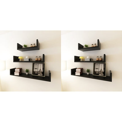 Wall Shelves 6 pcs Black