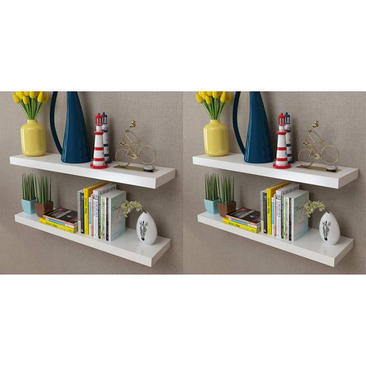 Wall Rack | Set of 4 | White | MDF | 80 cm wide | Wall mounting
