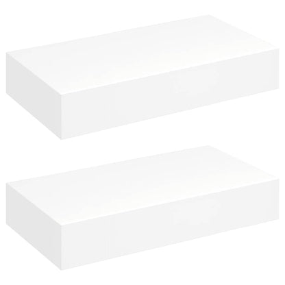 Floating Wall Shelves with Drawers 2 pcs White 48 cm