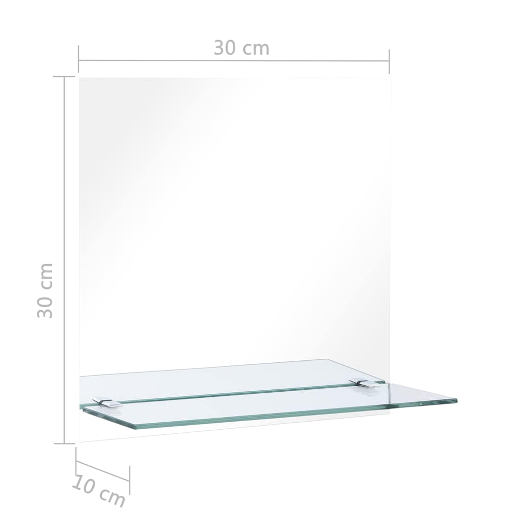 Wall Mirror with Shelf 30x30 cm Tempered Glass