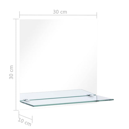 Wall Mirror with Shelf 30x30 cm Tempered Glass