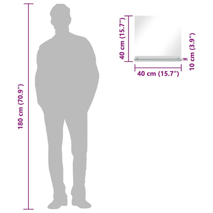 Wall Mirror with Shelf 40x40 cm Tempered Glass