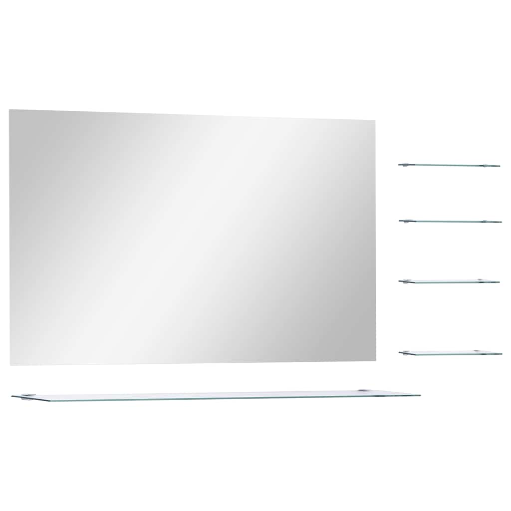 249446 vidaXL Wall Mirror with 5 Shelves Silver 100x60 cm