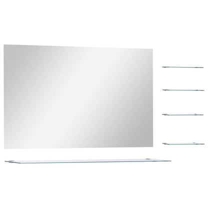 249446 vidaXL Wall Mirror with 5 Shelves Silver 100x60 cm