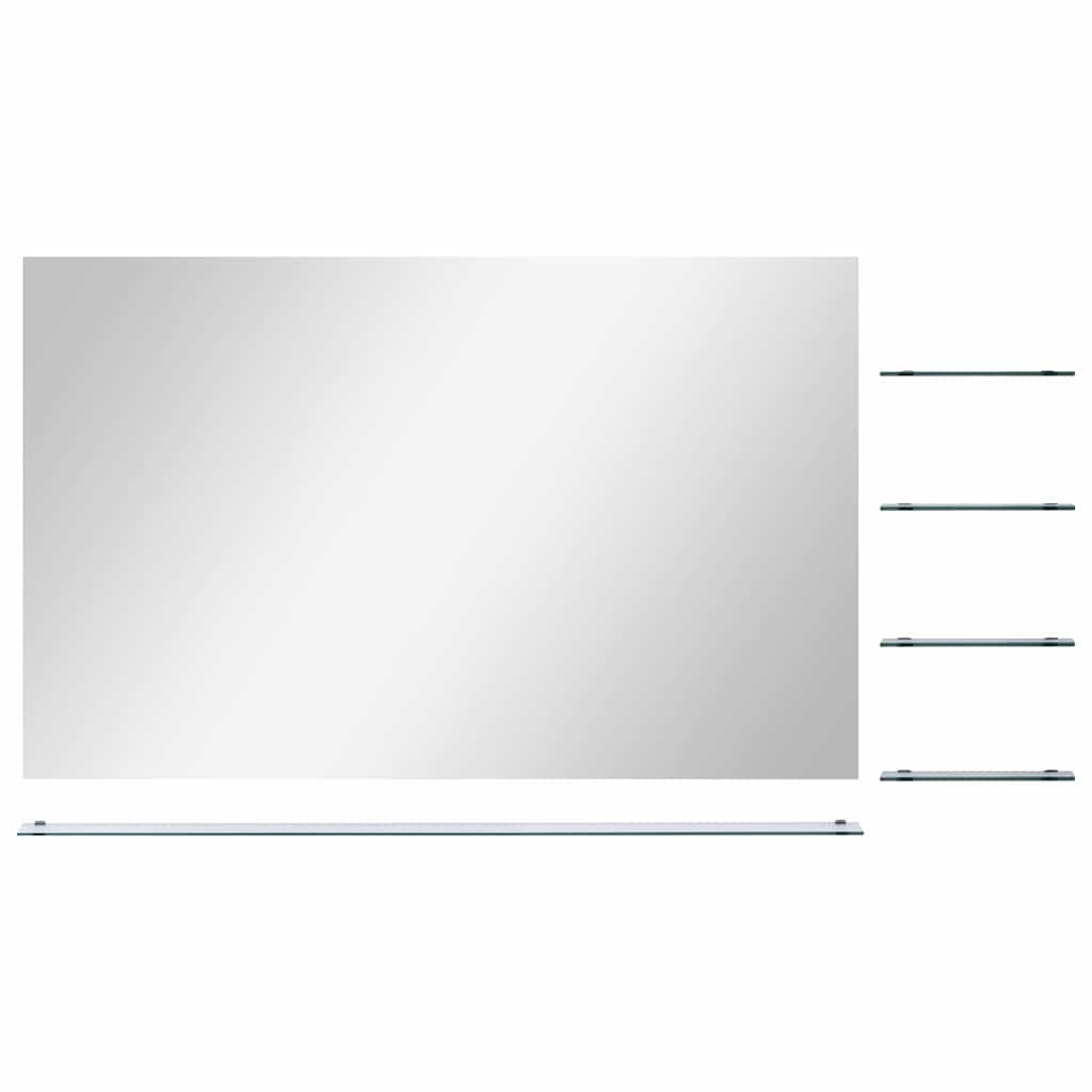 249446 vidaXL Wall Mirror with 5 Shelves Silver 100x60 cm