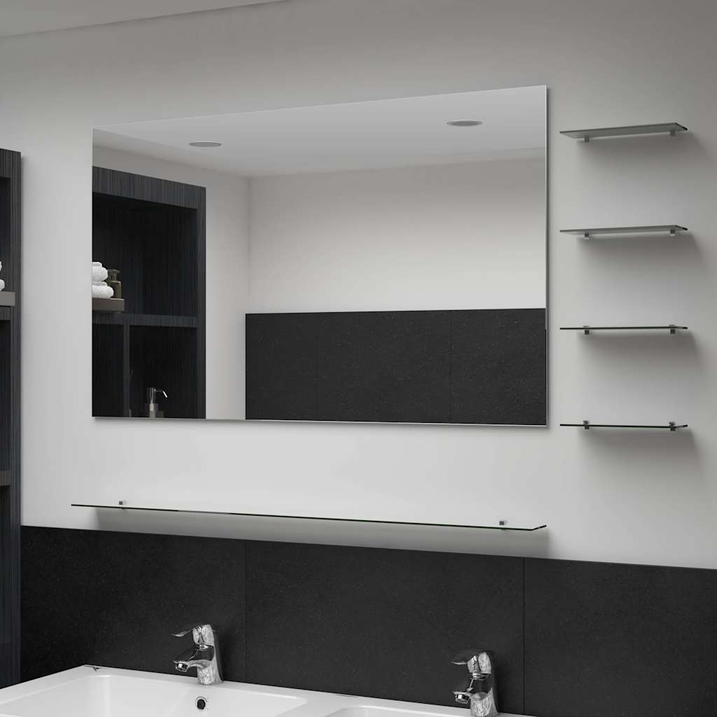249446 vidaXL Wall Mirror with 5 Shelves Silver 100x60 cm