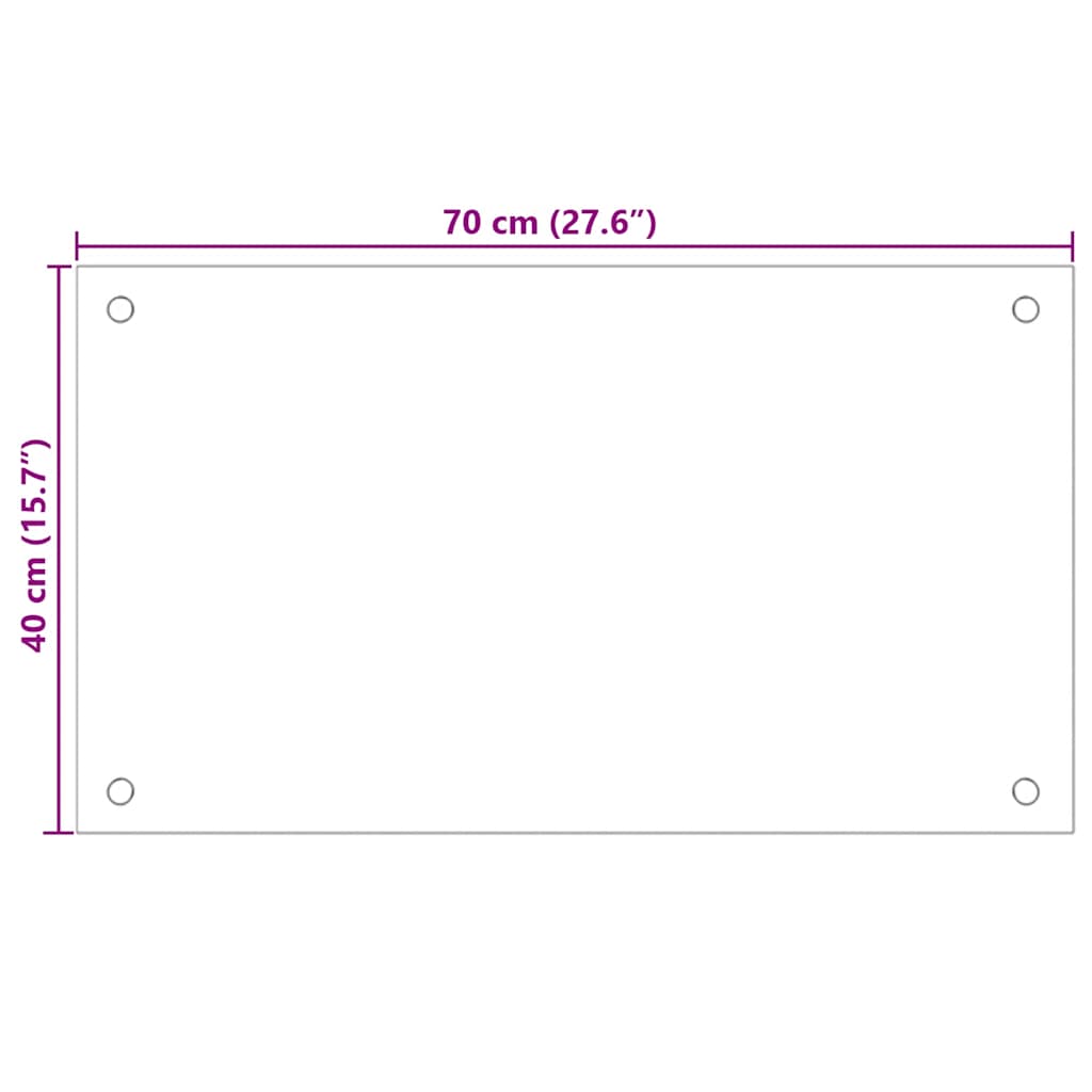 Kitchen Backsplash White 70 x 40 cm Tempered Glass