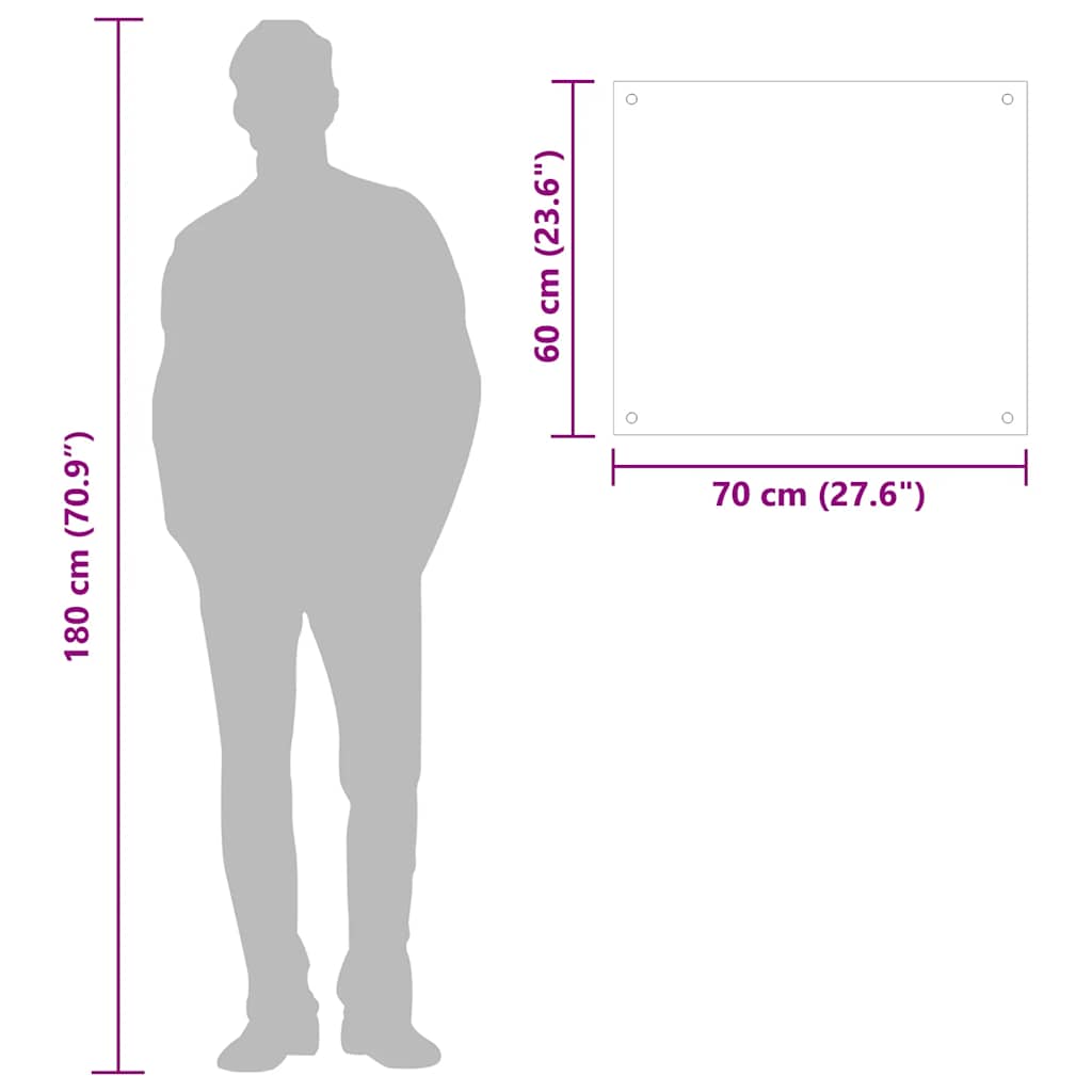 Kitchen Backsplash White 70 x 60 cm Tempered Glass