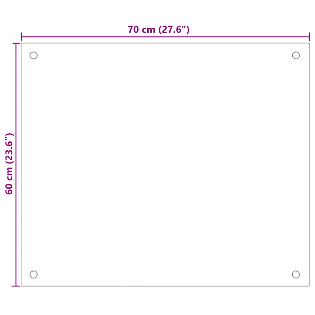 Kitchen Backsplash White 70 x 60 cm Tempered Glass