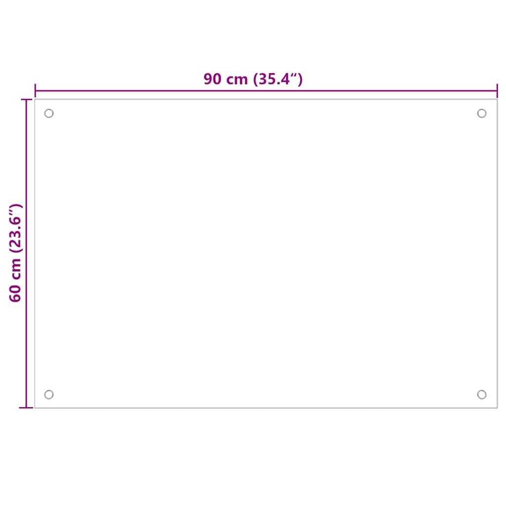 Kitchen Backsplash White 90 x 60 cm Tempered Glass