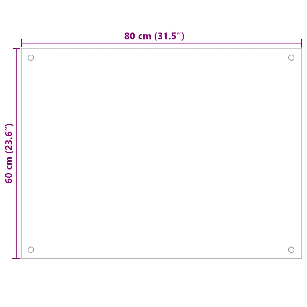 Kitchen Backsplash Transparent 80 x 60 cm Tempered Glass