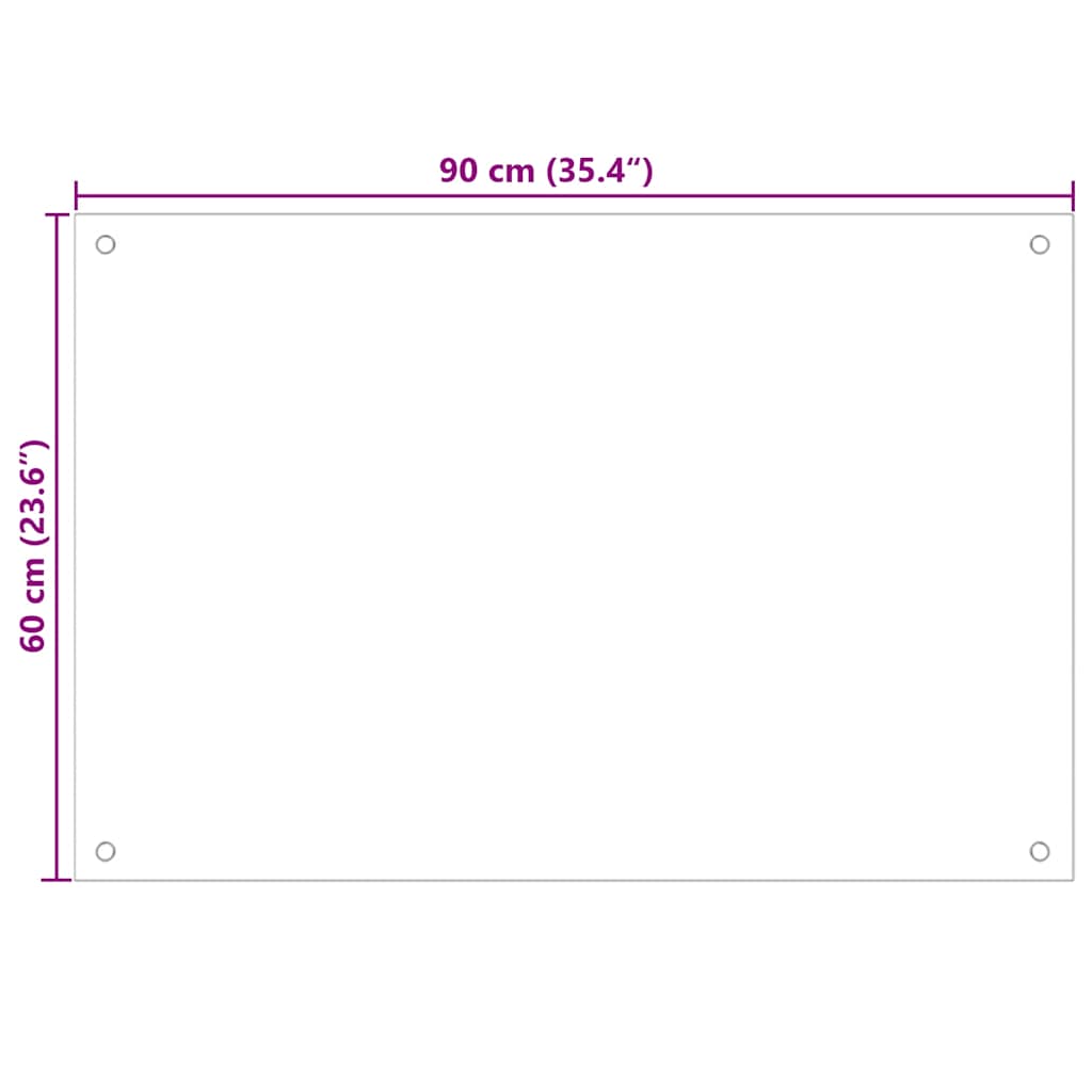 Kitchen Backsplash Transparent 90 x 60 cm Tempered Glass