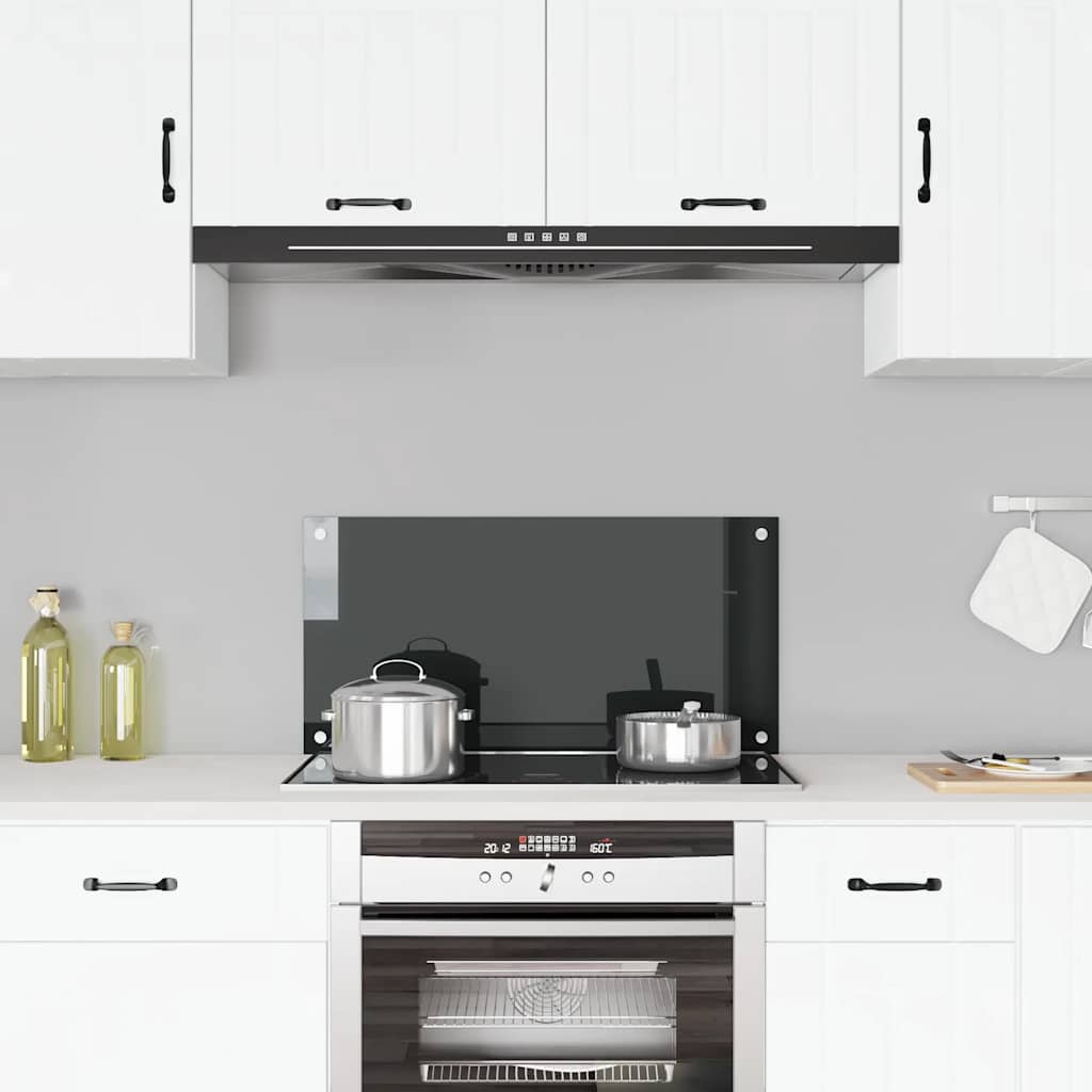 Kitchen Backsplash Black 80 x 40 cm Tempered Glass