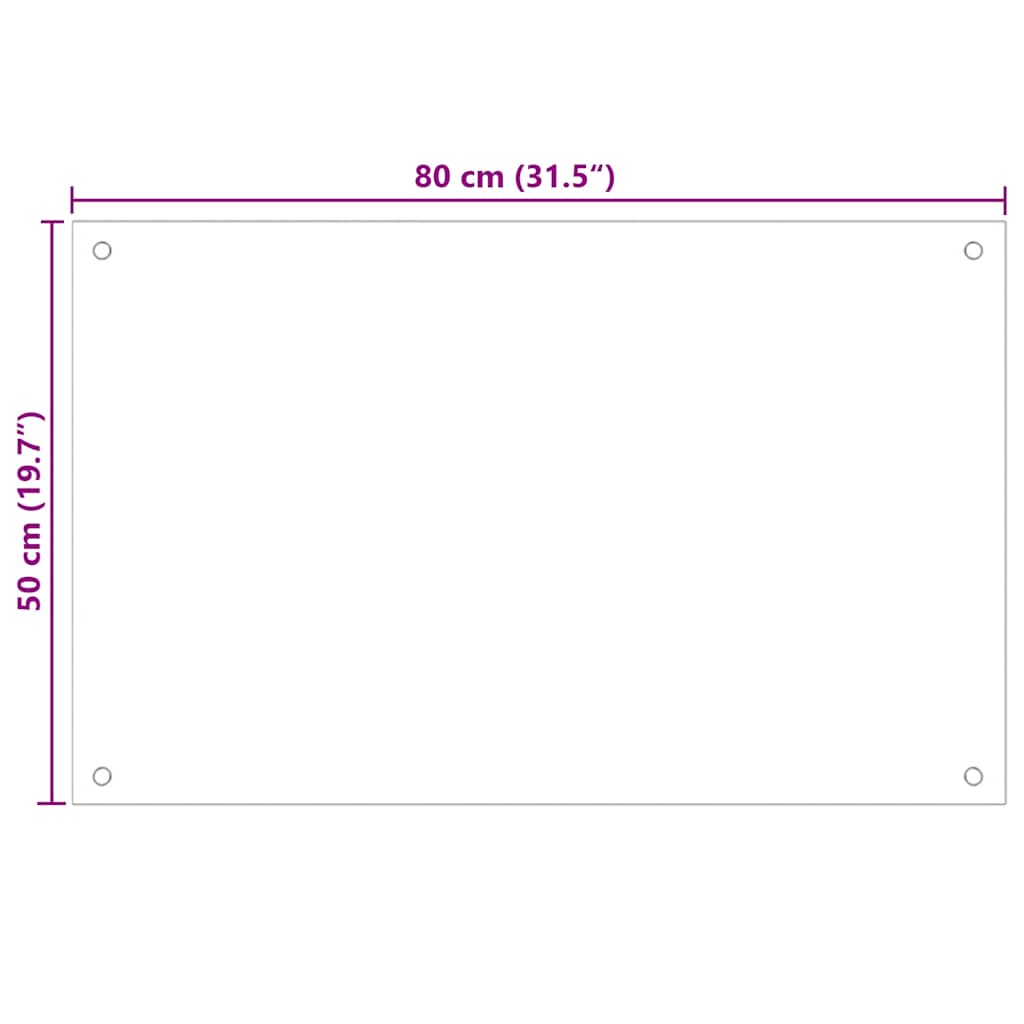 Kitchen Backsplash Black 80 x 50 cm Tempered Glass