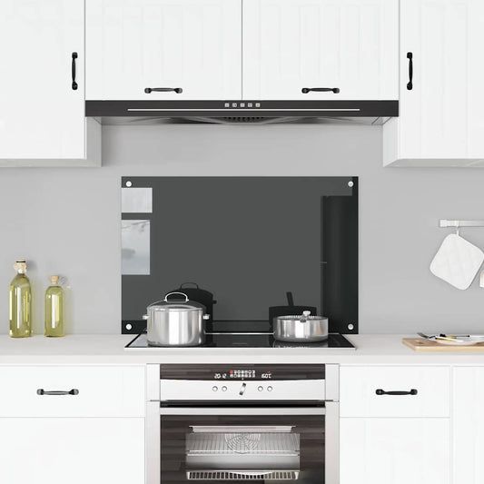 Kitchen Backsplash Black 90 x 60 cm Tempered Glass