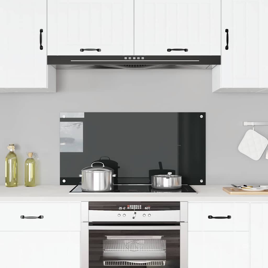 Kitchen Backsplash Black 100 x 50 cm Tempered Glass