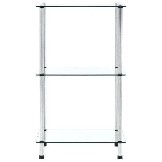 3-Tier Shelf Transparent 40x40x67 cm Tempered Glass