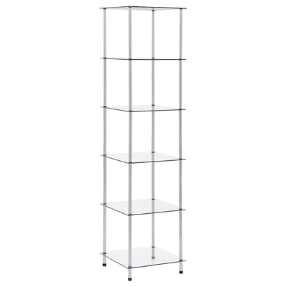 6-Tier Shelf Transparent 40x40x160 cm Tempered Glass