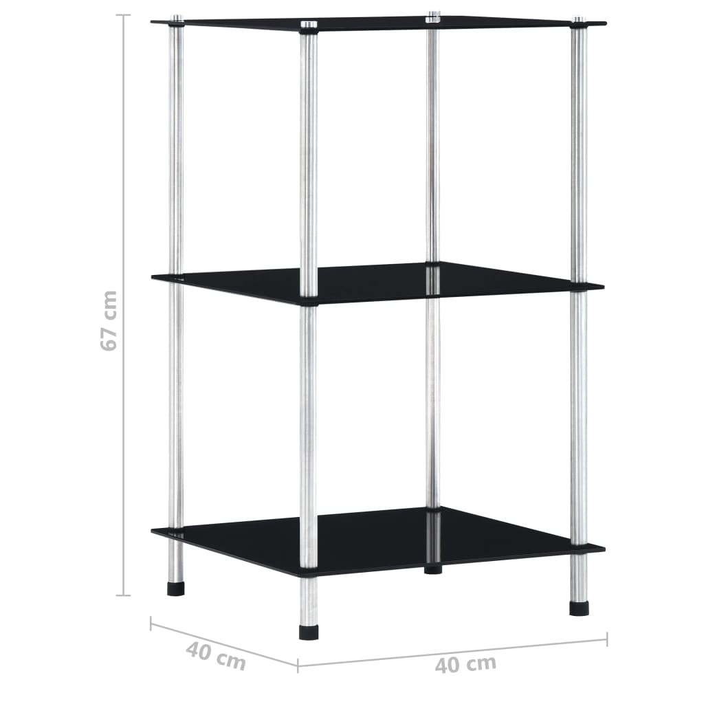 Shelf | Black | Tempered glass | Compact | Shelf | Square | Contemporary