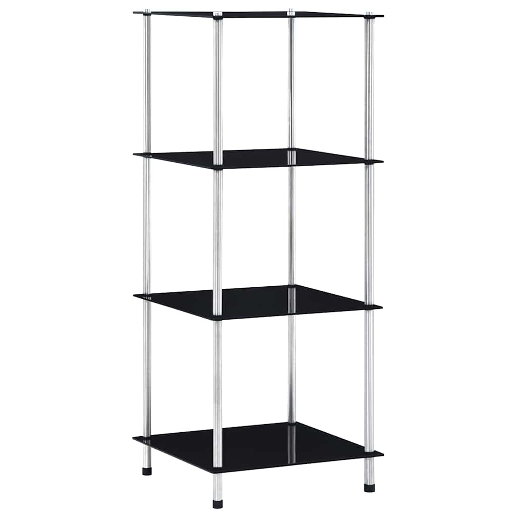 Shelf | Black | Tempered glass, stainless steel frame | 40x40x100 cm