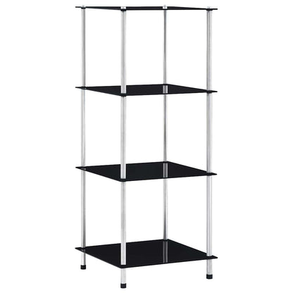 Shelf | Black | Tempered glass, stainless steel frame | 40x40x100 cm