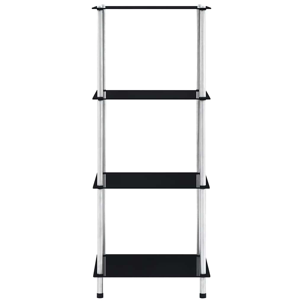 Shelf | Black | Tempered glass, stainless steel frame | 40x40x100 cm
