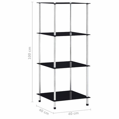 Shelf | Black | Tempered glass, stainless steel frame | 40x40x100 cm