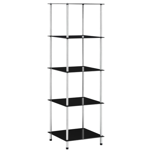 249511 vidaXL 5-Tier Shelf Black 40x40x130 cm Tempered Glass
