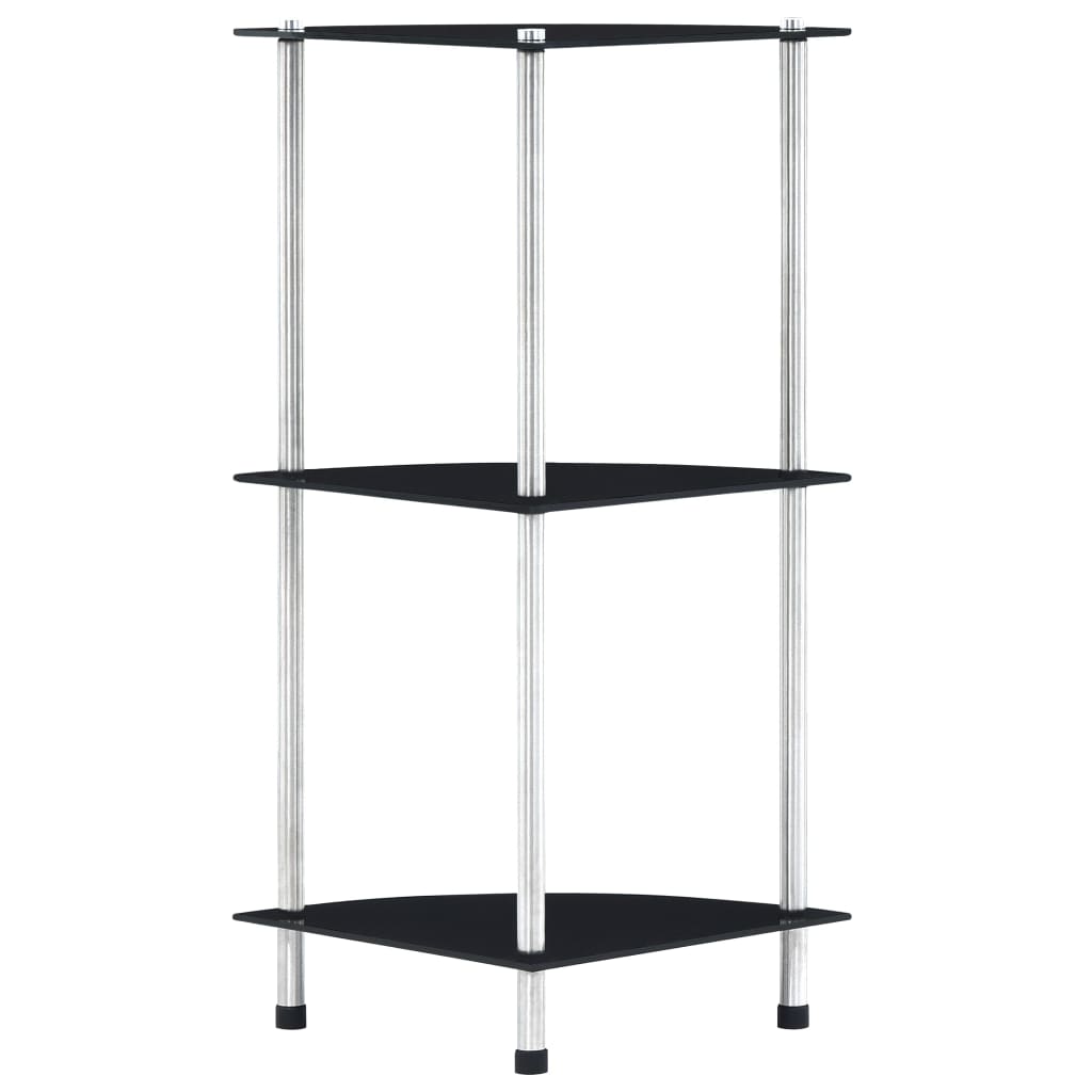 Shelf | Black | Tempered glass and aluminium | 30x30x67 cm | Shelf