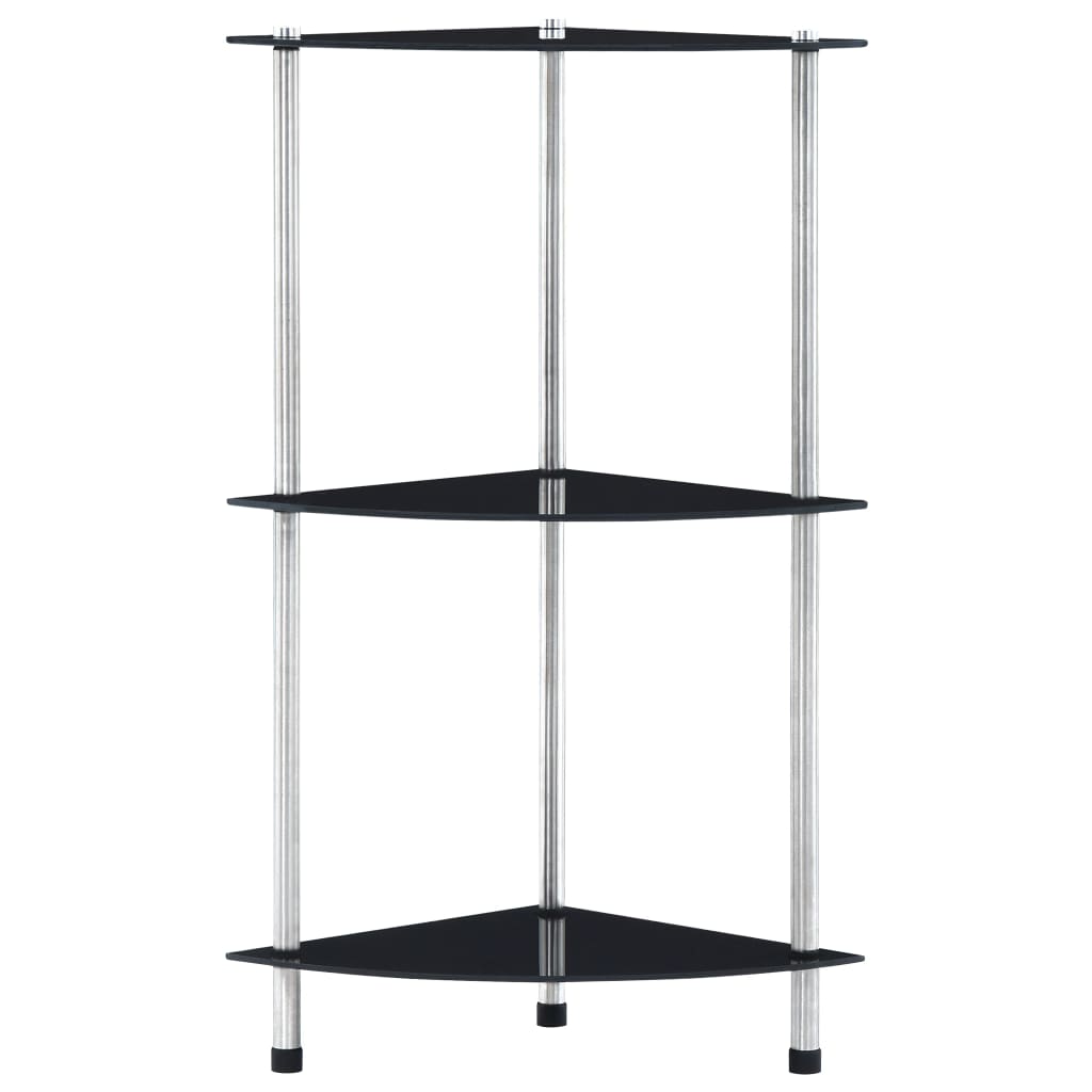 Shelf | Black | Tempered glass and aluminium | 30x30x67 cm | Shelf