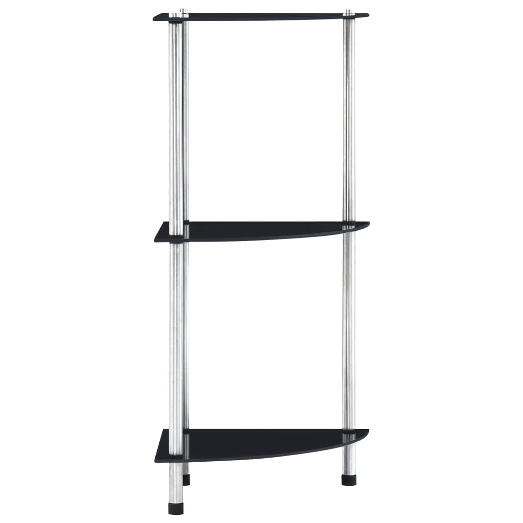Shelf | Black | Tempered glass and aluminium | 30x30x67 cm | Shelf