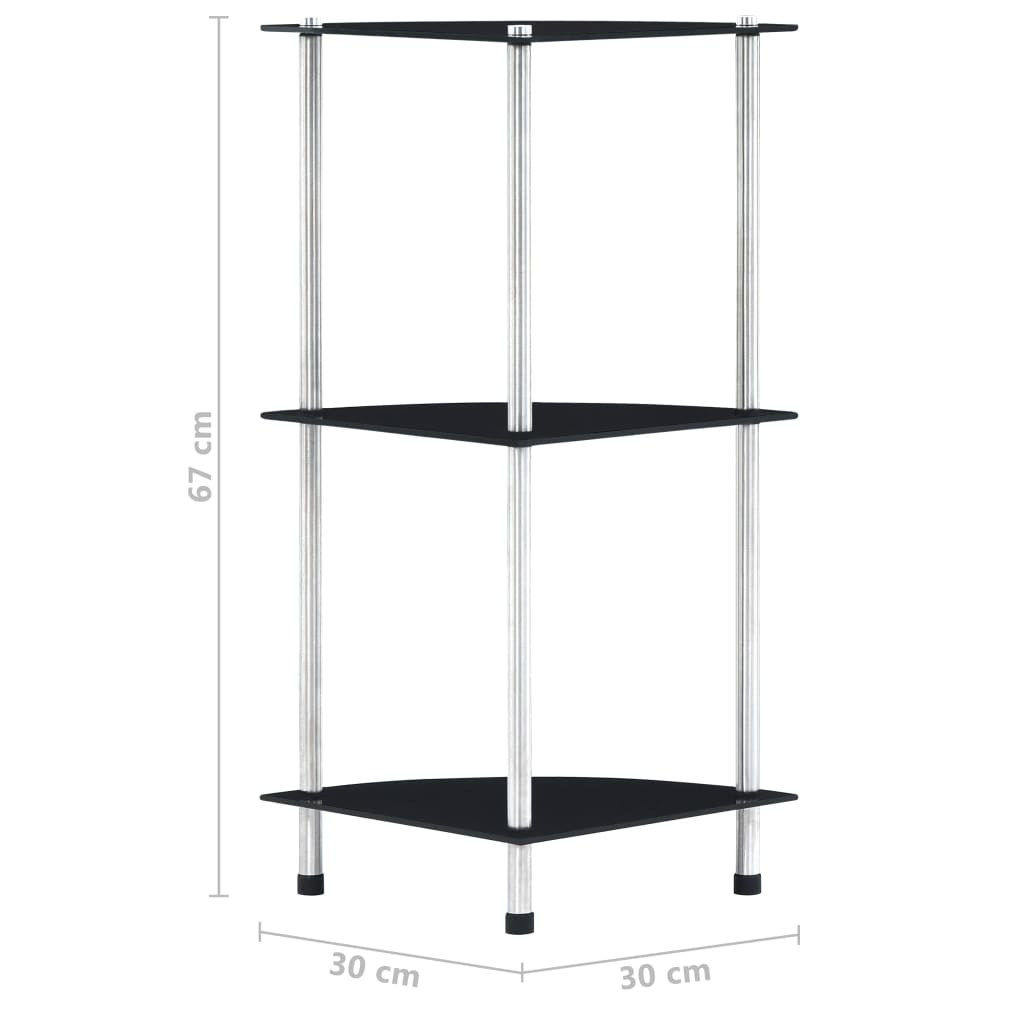 Shelf | Black | Tempered glass and aluminium | 30x30x67 cm | Shelf