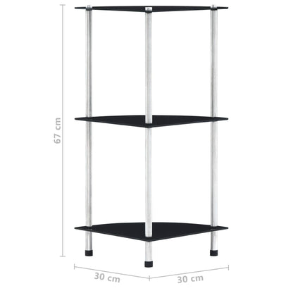 Shelf | Black | Tempered glass and aluminium | 30x30x67 cm | Shelf