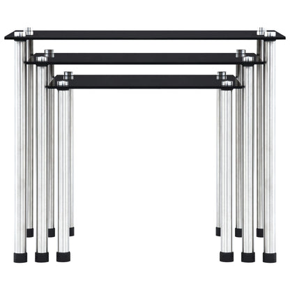 Nesting Tables 3 pcs Black Tempered Glass