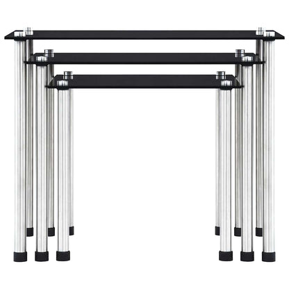 Nesting Tables 3 pcs Black Tempered Glass