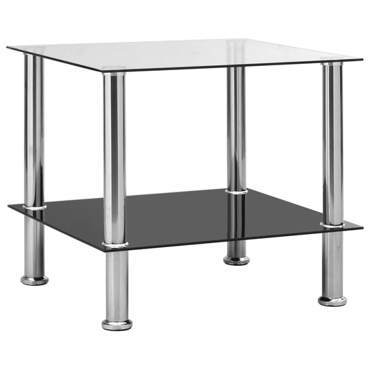 Side Table | Transparent | Tempered Glass, Stainless Steel | Compact